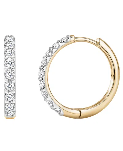 Macy's Lab-grown White Sapphire (1-1/4 Ct. T.w.) Hoop Earrings In 14k Gold-plated Sterling Silver In Yellow