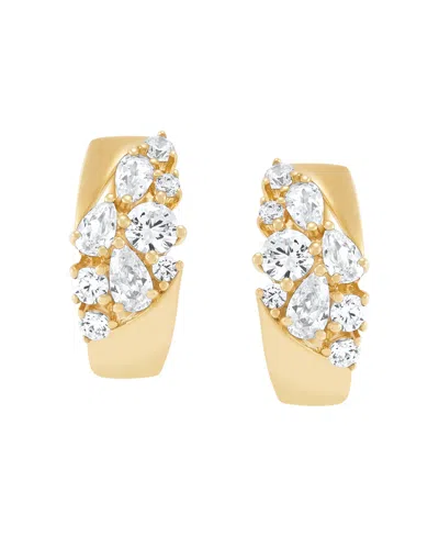 Macy's Lab-grown White Sapphire (1-7/8 Ct. T.w.) Hoop Earrings In 14k Yellow Gold-plated Sterling Silver