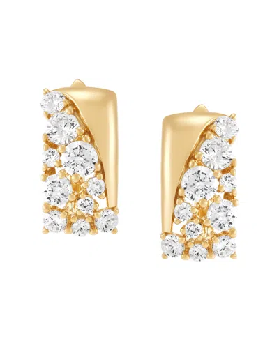 Macy's Lab-grown White Sapphire (2 Ct. T.w.) Hoop Earrings In 14k Yellow Gold-plated Sterling Silver