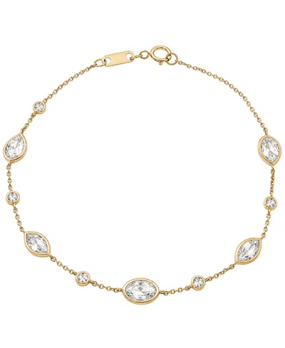 Macy's Lab-grown White Sapphire (2-3/4 Ct. T.w.) Bracelet In 14k Gold Over Sterling Silver In Yellow