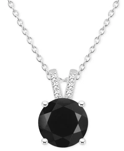 Macy's Labradorite & Diamond Accent 18" Pendant Necklace In Sterling Silver (also In Onyx)