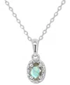 Macy's Labradorite & Diamond Accent Oval 18" Pendant Necklace In Sterling Silver (also In Onyx, & Turquoise In Labradorite