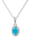 Macy's Labradorite & Diamond Accent Oval 18" Pendant Necklace In Sterling Silver (also In Onyx, & Turquoise In Turquoise