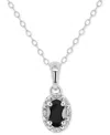 Macy's Labradorite & Diamond Accent Oval 18" Pendant Necklace In Sterling Silver (also In Onyx, & Turquoise In Onyx