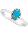 Macy's Labradorite & Diamond Accent Oval Ring In Sterling Silver (also In Onyx & Turquoise) In Turquoise
