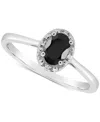 Macy's Labradorite & Diamond Accent Oval Ring In Sterling Silver (also In Onyx & Turquoise) In Onyx
