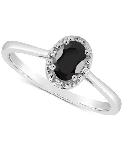 Macy's Labradorite & Diamond Accent Oval Ring In Sterling Silver (also In Onyx & Turquoise)