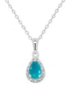 Macy's Labradorite & Diamond Accent Pear 18" Pendant Necklace In Sterling Silver (also In Onyx, & Turquoise In Turquoise