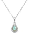 Macy's Labradorite & Diamond Accent Pear 18" Pendant Necklace In Sterling Silver (also In Onyx, & Turquoise In Labradorite