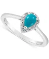 Macy's Labradorite & Diamond Accent Pear Ring In Sterling Silver (also In Onyx & Turquoise) In Turquoise
