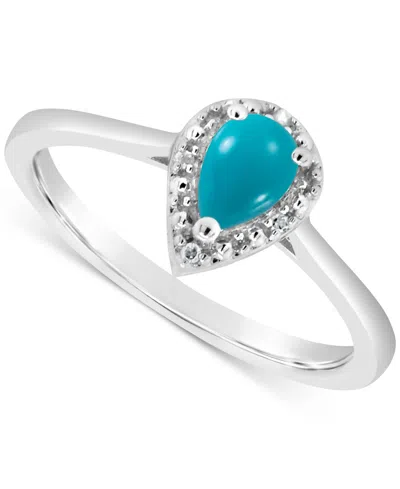 Macy's Labradorite & Diamond Accent Pear Ring In Sterling Silver (also In Onyx & Turquoise)