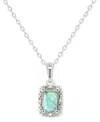 Macy's Labradorite & Diamond Accent Rectangle 18" Pendant Necklace In Sterling Silver (also In Onyx, & Turq In Labradorite