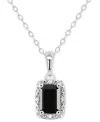 Macy's Labradorite & Diamond Accent Rectangle 18" Pendant Necklace In Sterling Silver (also In Onyx, & Turq In Onyx