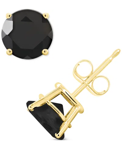 Macy's Labradorite Stud Earrings In 14k Gold (also In Onyx) In Black