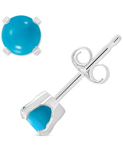 Macy's Labradorite Stud Earrings In 14k Gold (also In Onyx & Turquoise) In Turquoise,white Gold
