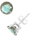 Macy's Labradorite Stud Earrings In 14k Gold (also In Onyx & Turquoise) In Labradorite White Gold