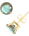 Macy's Labradorite Stud Earrings In 14k Gold (also In Onyx) In Labradorite,yellow Gold