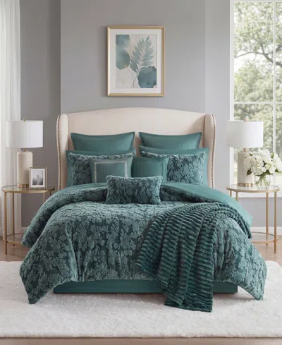 Macy's Landry Floral 14-piece Comforter Set, Queen In Green