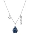Macy's Lapis Pear Shape Bead 16mm Charm Necklace In Fine Silver Plated Brass In Lapis