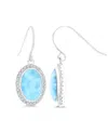 Macy's Larimar And Cubic Zirconia Fishhook Earrings (7/8 Ct.t.w.) In Sterling Silver In Sterling Silver