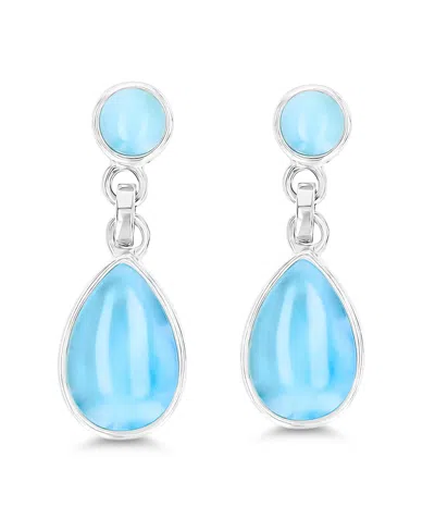 Macy's Larimar Dangling Earrings In Sterling Silver