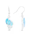 Macy's Larimar Seashell Fishhook Earrings In Sterling Silver In Sterling Silver
