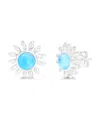 Macy's Larimar Sunflower Stud Earrings In Sterling Silver In Sterling Silver