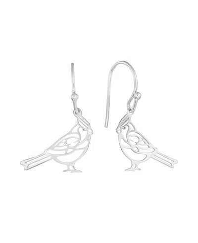 Macy's Laser Cut Cardinal Bird Drop Earrings In Silver