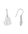 Macy's Laser Cut Scroll Heart Drop Earrings In Silver