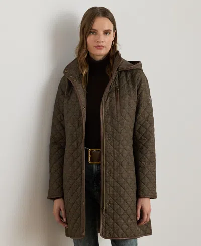 Macy's Lauren Ralph Lauren Women's Hooded Quilted Coat In Brown