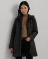 Macy's Lauren Ralph Lauren Women's Hooded Quilted Coat In Black