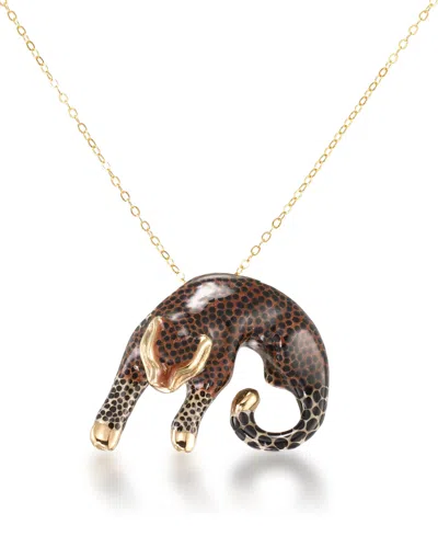 Macy's Leopard Pendant Necklace In Gold Over Sterling Silver
