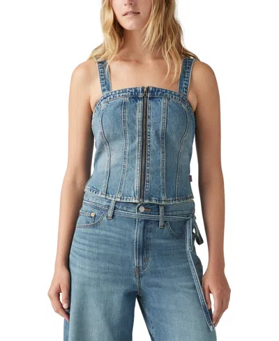 Macy's Levi's Premium Women's Sculpted Cotton Smock-back Bustier Top In Verified Vintage Bustier