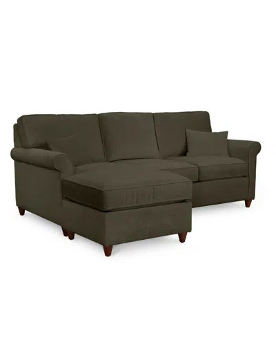 Macy's Lidia 82" Fabric 2-pc. Reversible Chaise Sectional Sofa With Storage Ottoman In Gypsy Flannel Green