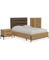 Macy's Linstead 3-pc. Queen Upholstered Set (bed, Chest & Nightstand), Created For  In Transparent
