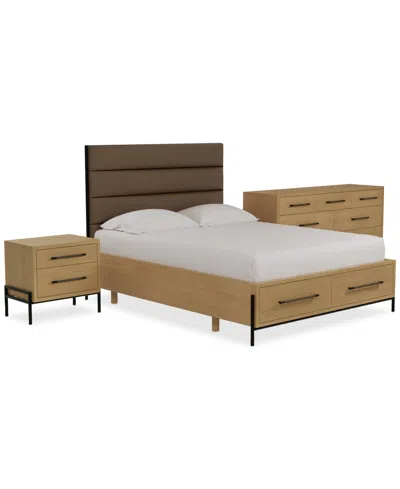 Macy's Linstead 3-pc. Queen Upholstered Storage Set (bed, Dresser & Nightstand), Created For  In Transparent