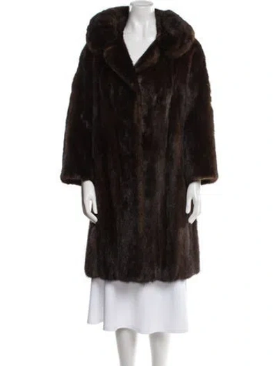 Pre-owned Macy's Little Shop Fur Faux Fur Coat In Brown