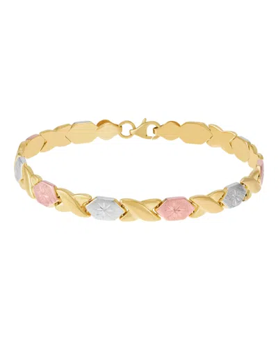 Macy's Lobster Clasp Stampato Chain Bracelet In 14k Gold Plated Sterling Silver