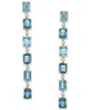 Macy's London Blue Topaz (1-1/10 Ct. T.w.), Blue Topaz (7/8 Ct. T.w.), & Diamond (1/8 Ct. T.w.) Drop Earrin In Blue Topaz