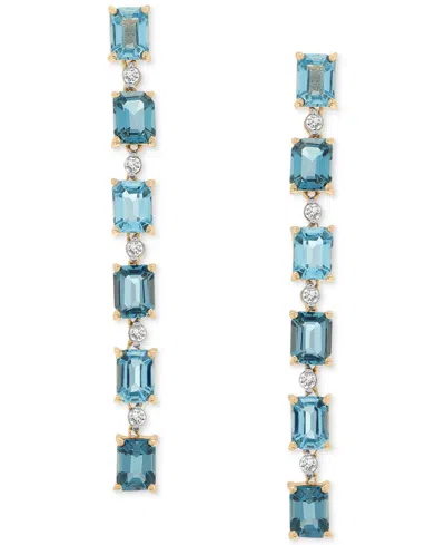 Macy's London Blue Topaz (1-1/10 Ct. T.w.), Blue Topaz (7/8 Ct. T.w.), & Diamond (1/8 Ct. T.w.) Drop Earrin
