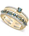 Macy's London Blue Topaz (1-3/8 Ct.t.w.) & Diamond (1/10 Ct. T.w.) Multirow Statement Ring In 14k Gold-plat In Yellow