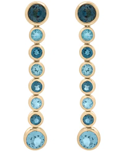 Macy's London Blue Topaz (1-7/8 Ct. T.w.) And Blue Topaz (1-7/8 Ct. T.w.) Long Earrings In 14k Gold Over St