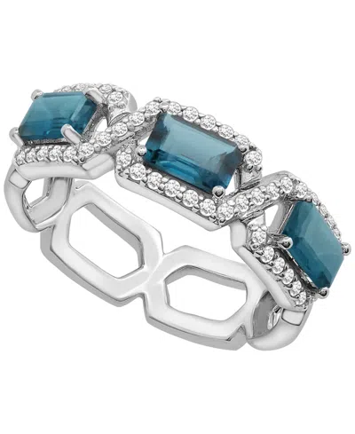 Macy's London Blue Topaz (1ct. T.w.) And Diamond (1/4 Ct. T.w.) Ring In 14k White Gold In Silver