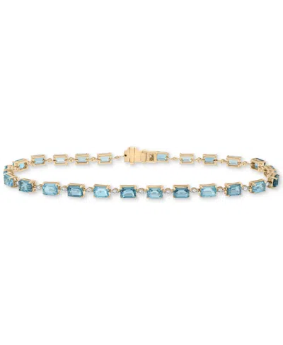 Macy's London Blue Topaz (2-1/3 Ct. T.w.), Blue Topaz (1-3/4 Ct. T.w.), & Diamond (1/3 Ct. T.w.) Link Brace