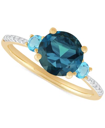 Macy's London Blue Topaz (2-1/3 Ct. T.w.), Swiss Blue Topaz (1/3 Ct. T.w.) & Diamond (1/20 Ct. T.w.) Ring I