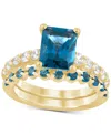 Macy's London Blue Topaz (2-3/4 Ct. T.w.) & Diamond (1/2 Ct. T.w.) Bridal Set In 14k Gold In London Blue Topaz