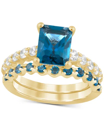 Macy's London Blue Topaz (2-3/4 Ct. T.w.) & Diamond (1/2 Ct. T.w.) Bridal Set In 14k Gold
