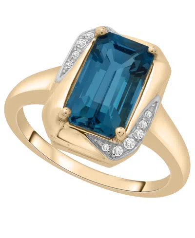 Macy's London Blue Topaz (2-3/8 Ct. T.w.) And Diamond (1/20 Ct. T.w.) Octagon Ring In 14k Gold Over Sterlin