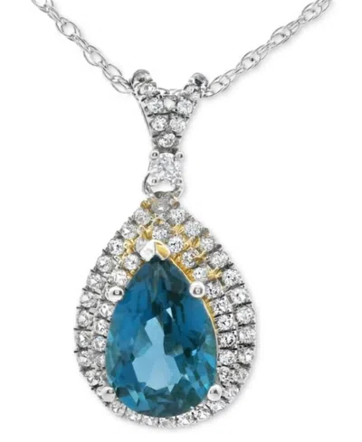Macy's London Blue Topaz (2-3/8 Ct. T.w.) & Lab Grown White Sapphire (3/8 Ct. T.w.) Double Halo Pear 18" Pe
