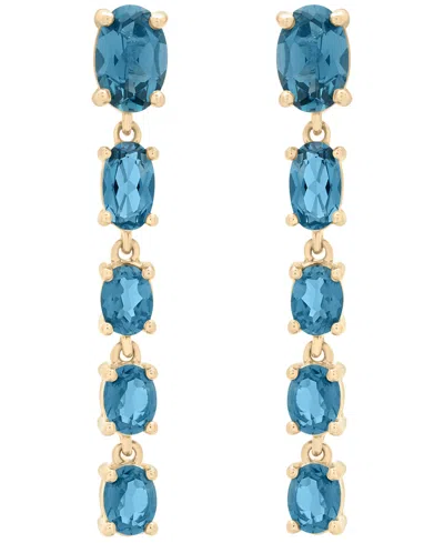 Macy's London Blue Topaz (2-5/8 Ct. T.w.) Drop Earrings In 14k Yellow Gold